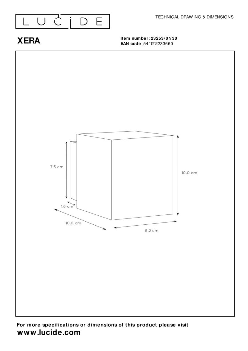 Lucide XERA - Nástenné svietidlo - 1xG9 - Čierne